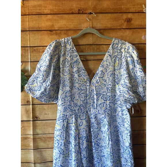 Ann Taylor Floral Linen Blend Puff Sleeve Size 14 $129 - Picture 8 of 9